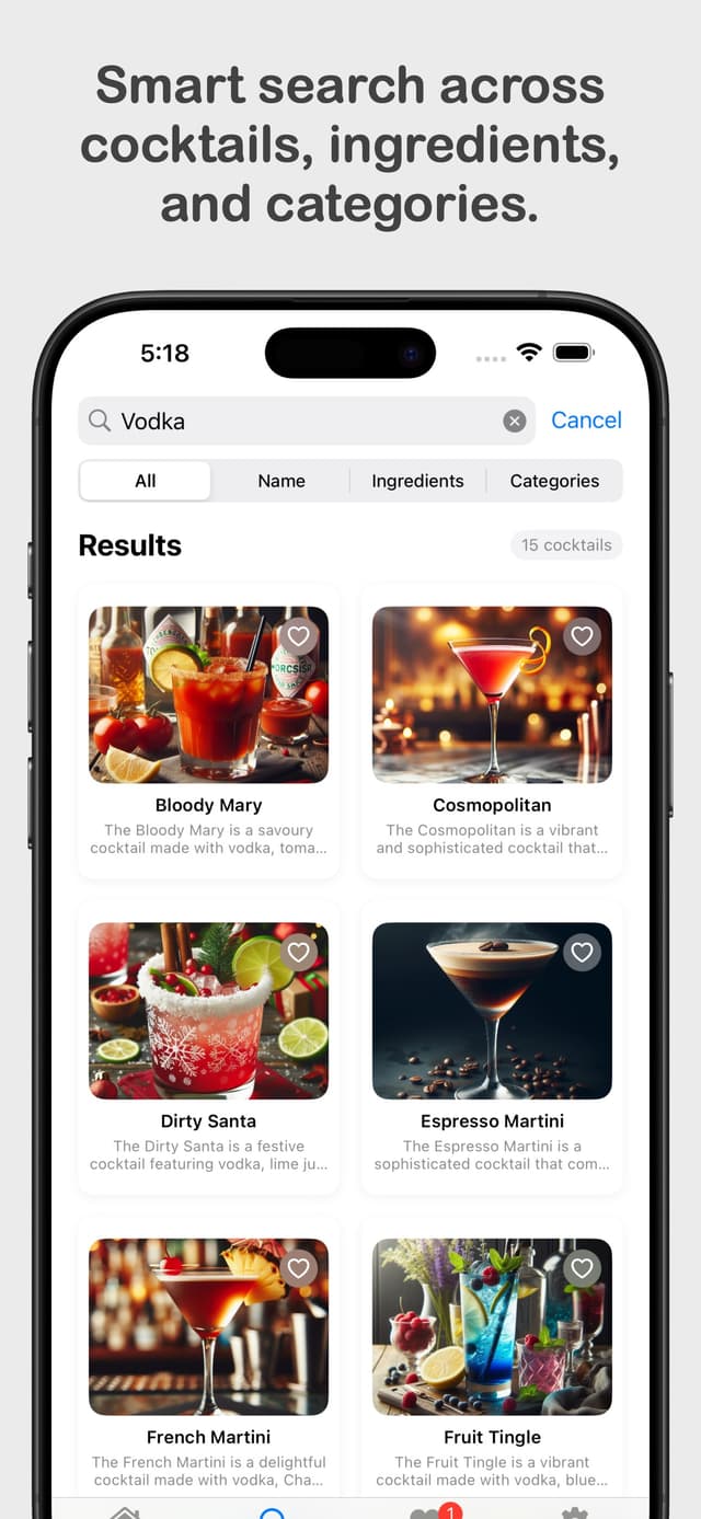Smart Search Results for Vodka Cocktails